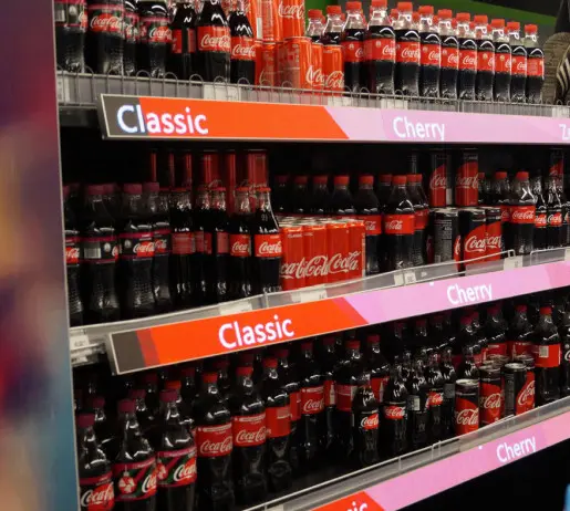 Coca-Cola digital shelves in supermarket