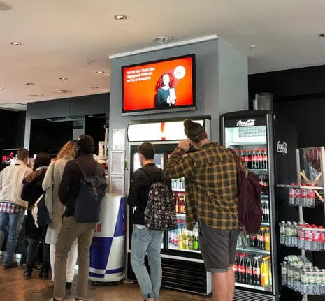 Digital screen at university cafeteria