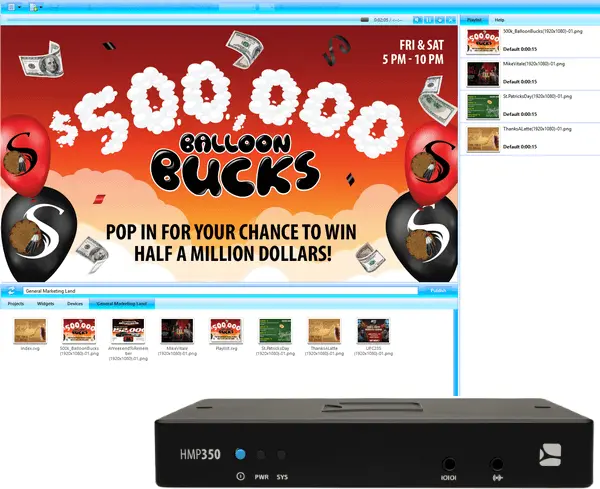 Elementi screen content and HMP player